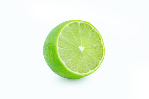 Lime with slices half isolated on white background. Green citrus fruit. with clipping path