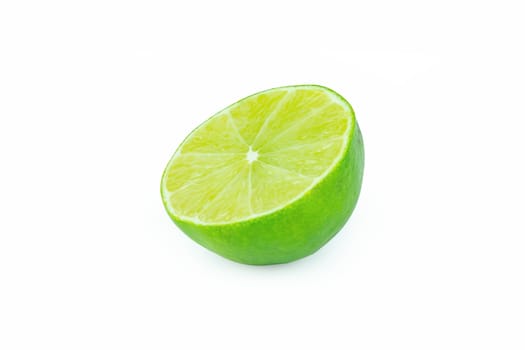 Lime with slices half isolated on white background. Green citrus fruit. with clipping path