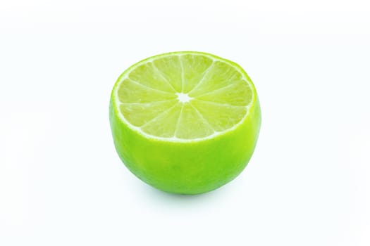 Lime with slices half isolated on white background. Green citrus fruit. with clipping path