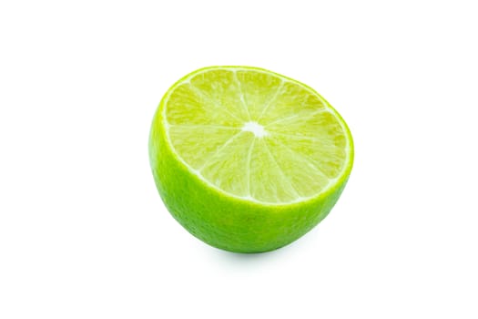 Lime with slices half isolated on white background. Green citrus fruit. with clipping path