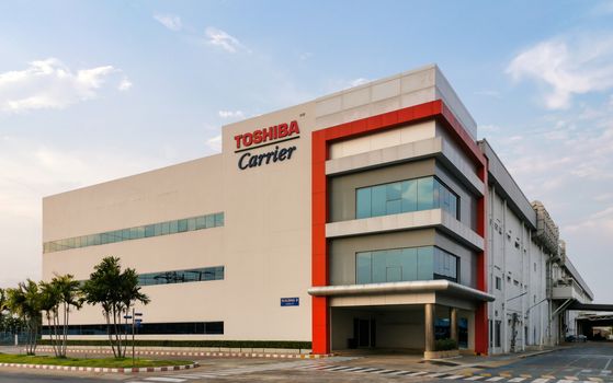 Pathumthani THAILAND, 25 April 2020, Toshiba Carrier air-conditioner factory.
