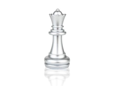 The silver Queen Chess pieces battle isolated on white background with clipping path