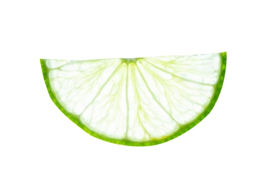 Lime slice top view. Fruit isolated on white background. With clipping path.