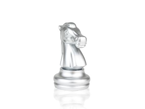 The silver Knight Chess pieces battle isolated on white background with clipping path