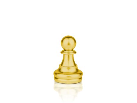 The gold Pawn Chess pieces battle isolated on white background with clipping path