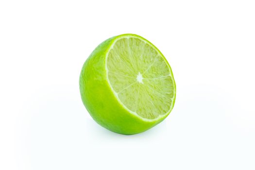 Lime with slices half isolated on white background. Green citrus fruit. with clipping path