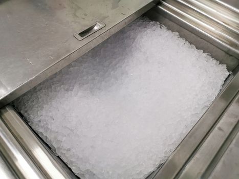 Ice cubes in the cold storage tank