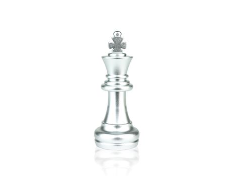 The Silver King Chess pieces battle isolated on white background with clipping path