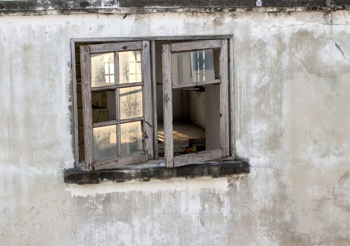 Window on the plaster walls were left to decay.