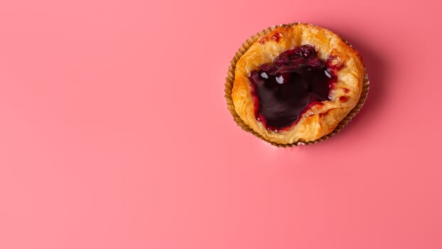 Delicious blueberry bakery on pastel pink backgrounds