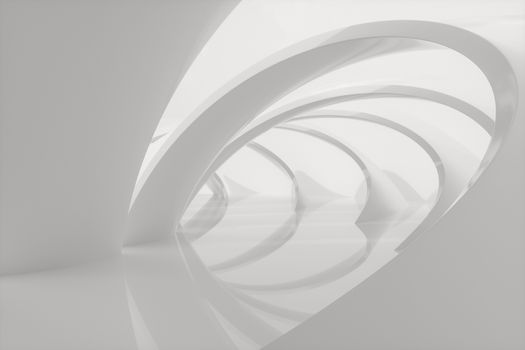 Bright curve architectural structure, 3d rendering. Computer digital drawing.