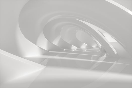 Bright curve architectural structure, 3d rendering. Computer digital drawing.