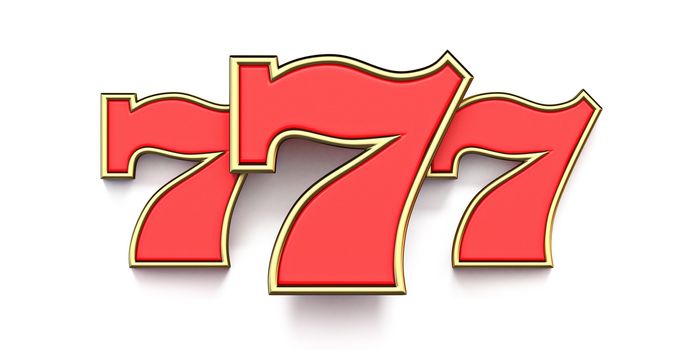 777 casino sign 3D render illustration isolated on white background