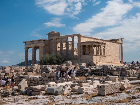 ATHENS, GREECE JULY. 30, 2019 The Acropolis of Athens is always crowded - this is the most visited monument of antiquity in Greece.