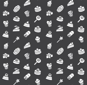 Seamless pattern of bakery and cake icons. Candy, sweet set. Vector