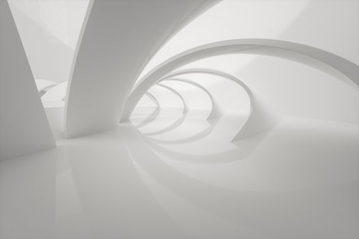 Bright curve architectural structure, 3d rendering. Computer digital drawing.