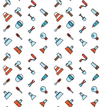 Constructing and building icons seamless pattern. Repair symbols. Vector