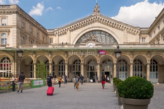 Paris, France - 20 June 2018: People walking towards Gare de l'Est railroad station.
