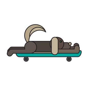 Dog sitting on a skateboard. Vet symbol. Delivery icon. Vector