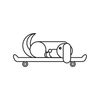 Dog sitting on a skateboard. Vet symbol. Delivery icon. Vector