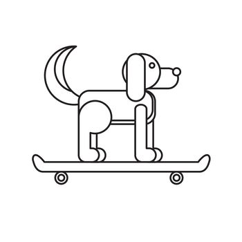 Dog sitting on a skateboard. Vet symbol. Delivery icon. Vector