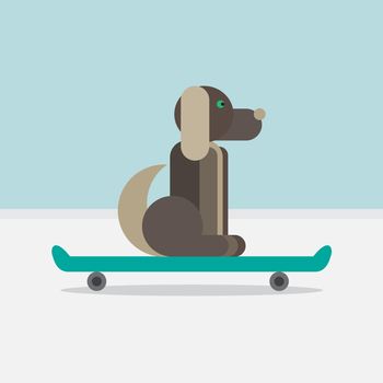 Dog sitting on a skateboard. Vet symbol. Delivery icon. Vector