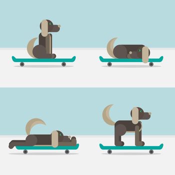 Dog sitting on a skateboard. Vet symbol. Delivery icon. Vector