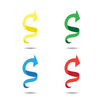 Isolated arrows set, pointer in view tape. Vector