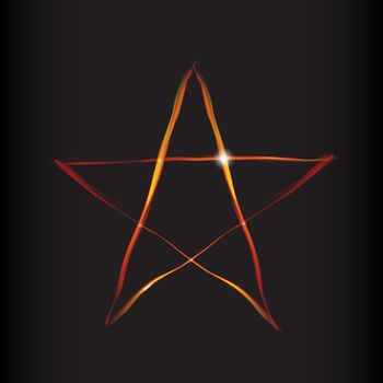 Fire Magic Star with Light. Devilish mark. Vector