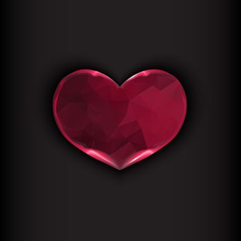 Fire heart on black background. Valentines day concept. Vector