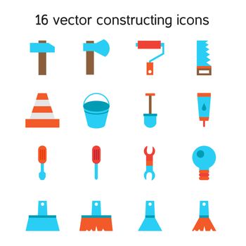 Constructing and building icons set. Repair symbols. Vector