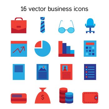 Business icons set. Office and document symbols. Vector