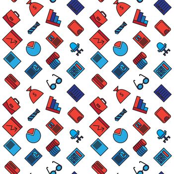 Business icons seamless pattern. Office and document symbols. Vector