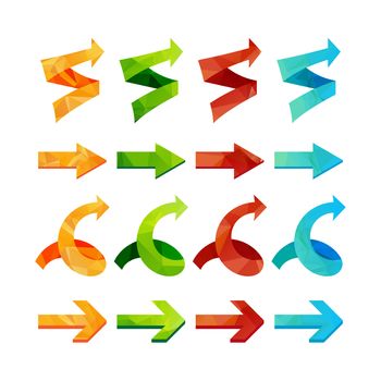 Isolated triangle polygonal arrows set, undo and previous buttons. Vector