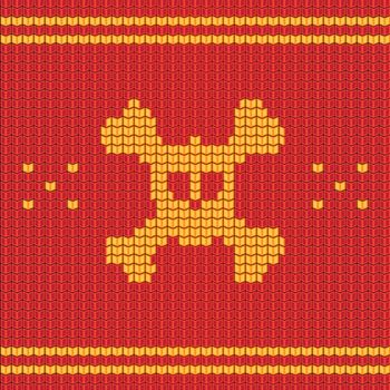 Knitted skull with bones, sweater and scarf for halloween and christmas. Vector