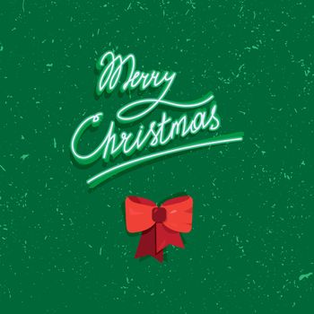 Hand written lettering of Merry Christmas text for greeting card in grunge and vintage style. Vector