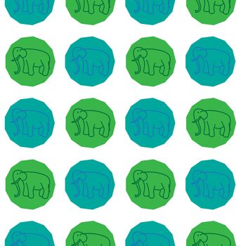 Seamless indian pattern and asian ornament with elephant. Vector