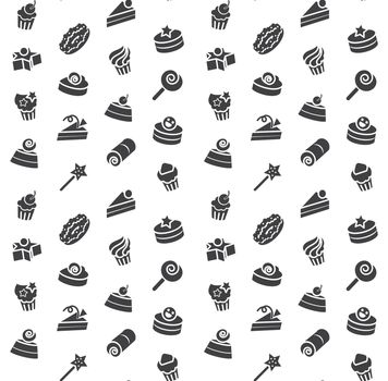 Seamless pattern of bakery and cake icons. Candy, sweet set. Vector