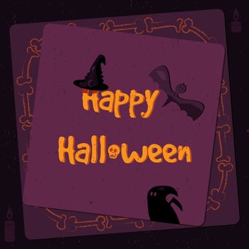 Halloween poster, bright banner and greeting card in grunge style. Vector