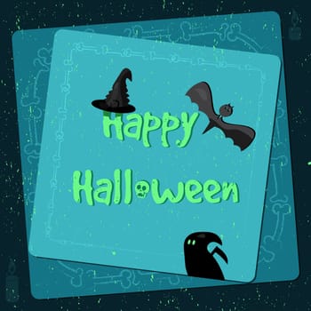 Halloween poster, bright banner and greeting card in grunge style. Vector