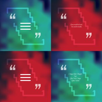 Template of square quote text bubble in form of stairs. Motivation quote. Change Your Thoughts And You Will Change Your World. Vector