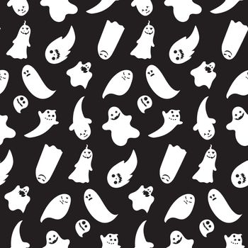 Seamless pattern from halloween emotional ghosts. Vector