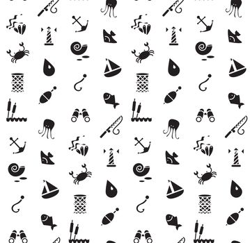 Isolated marine and fishing seamless pattern. Vector