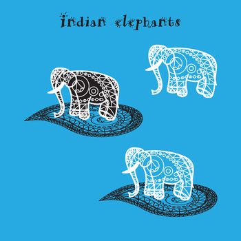 Isolated Indian elepnant and asian illustration. Vector