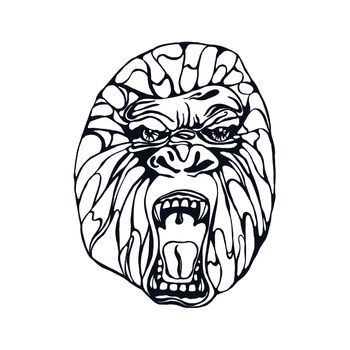 Growling detailed gorilla in tattoo style. Design for t-shirt, poster, bag. Vector