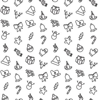 Merry Christmas seamless pattern. Happy new year ornament. Winter holiday background. Vector