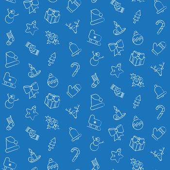 Merry Christmas seamless pattern. Happy new year ornament. Winter holiday background. Vector