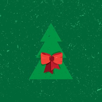 Hand written lettering of Merry Christmas text for greeting card in grunge and vintage style with fir. Vector