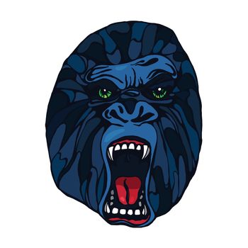 Growling detailed gorilla in cartoon style. Design for t-shirt, poster, bag. Vector