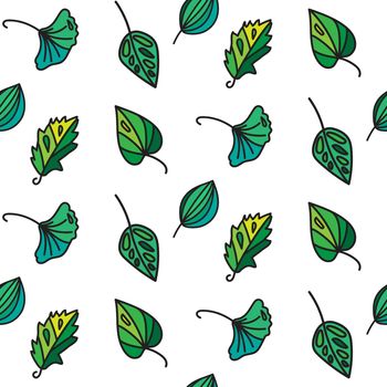 Vintage seamless pattern of leaves. Ecology and nature background. Vector